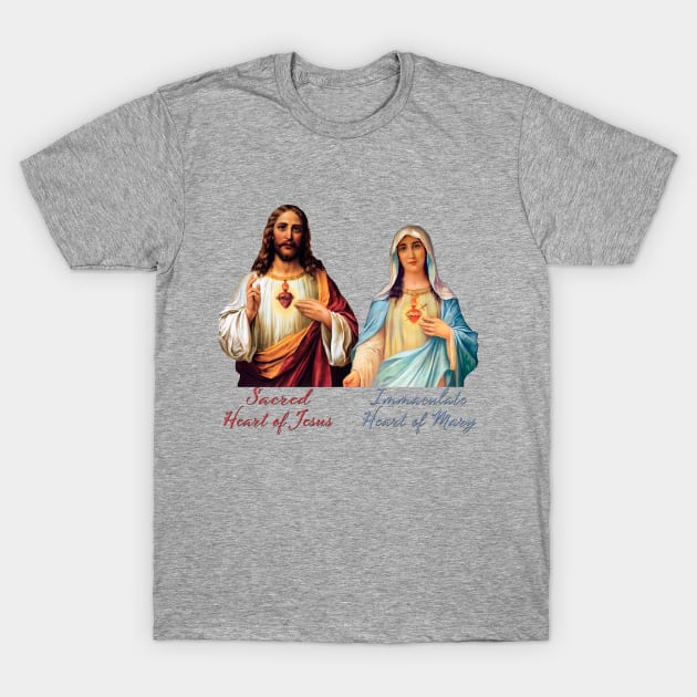 Immaculate Heart and Sacred Heart Typography T-Shirt by Brasilia Catholic